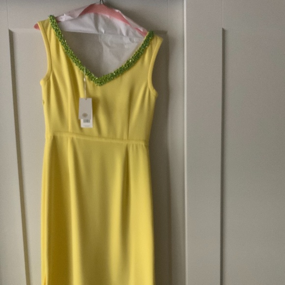 Tory Burch- NWT- Yellow Beaded Embellished V-Neck - Picture 2 of 6